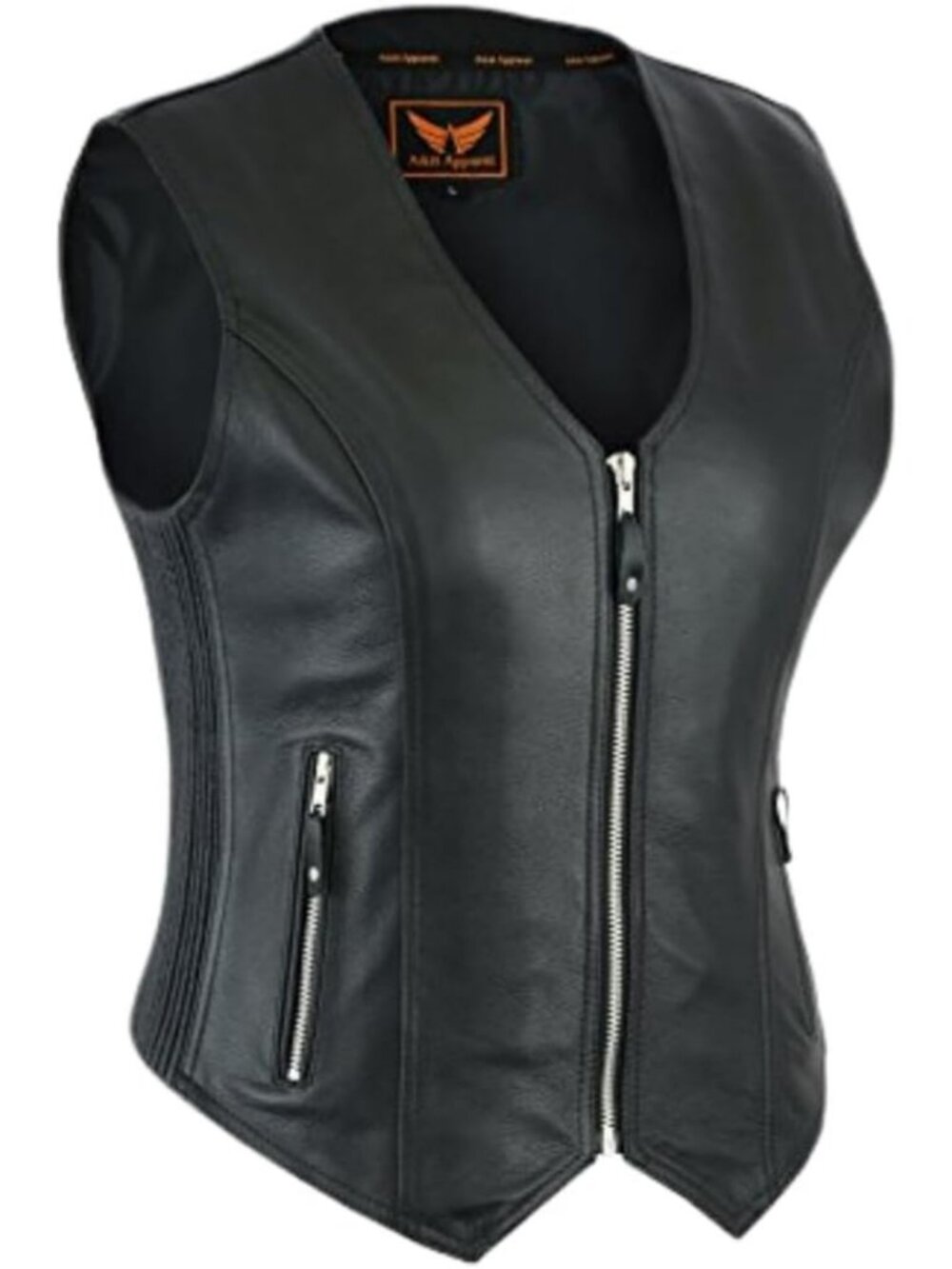 Genuine Cowhide Leather Motorcycle Vest for Women with Stretch Panels & Gun
